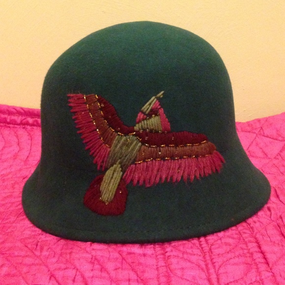 Anthropologie Embroidered Wool Cloche - Picture 1 of 1